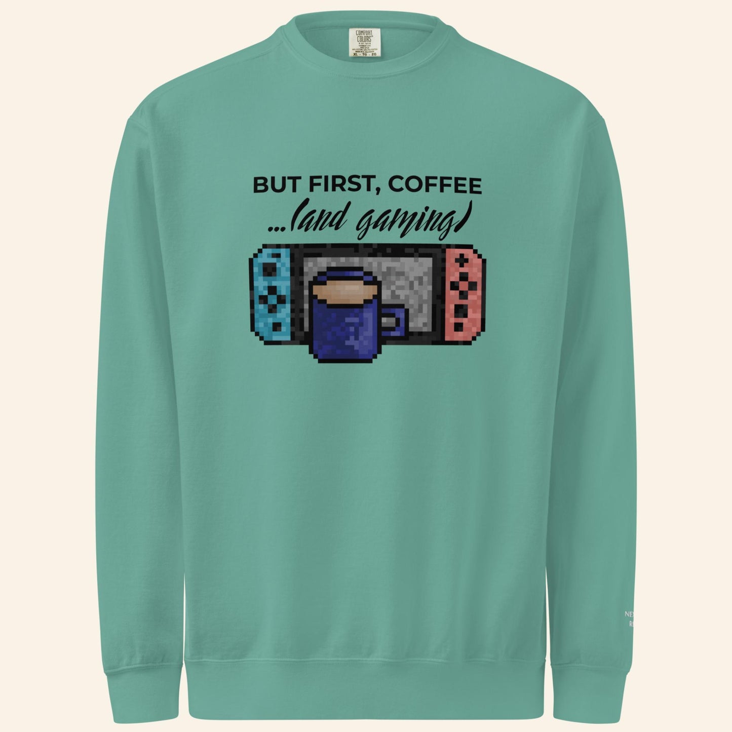 Coffee & Gaming Sweater | Pixel Video Game Gift Crewneck