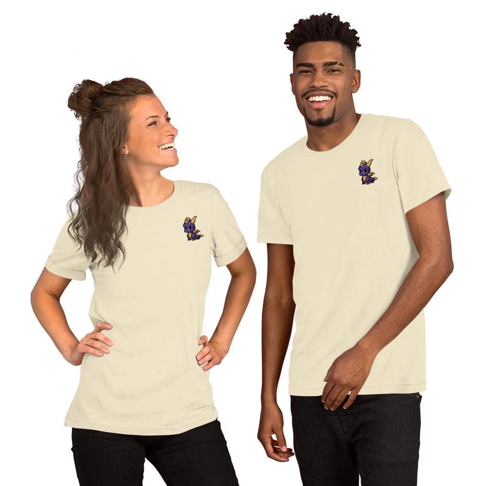 Spyro Pixel T-Shirt | Fan Art of Famous Purple Dragon Tee | Retro Gamer Gift