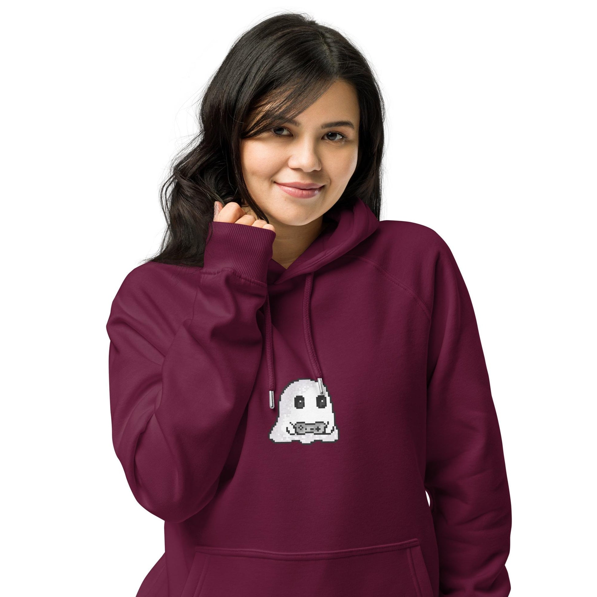 Pixel Ghost Hoodie | Video Game Spooky Season Sweater | Organic Unisex Fall Sweatshirt