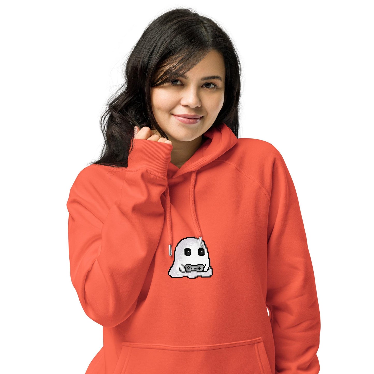 Pixel Ghost Hoodie | Video Game Spooky Season Sweater | Organic Unisex Fall Sweatshirt