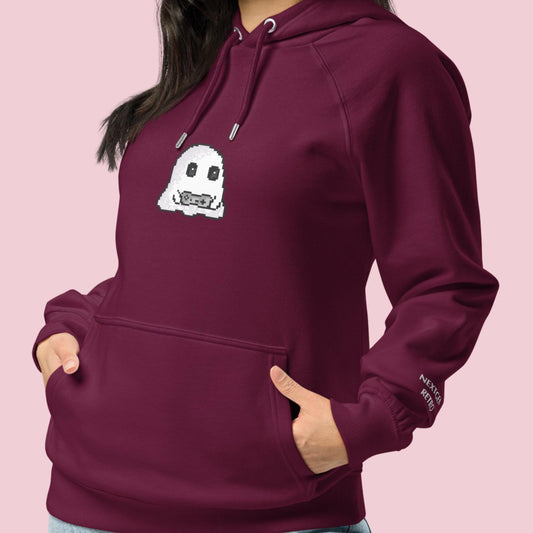 Pixel Ghost Hoodie | Video Game Spooky Season Sweater | Organic Unisex Fall Sweatshirt