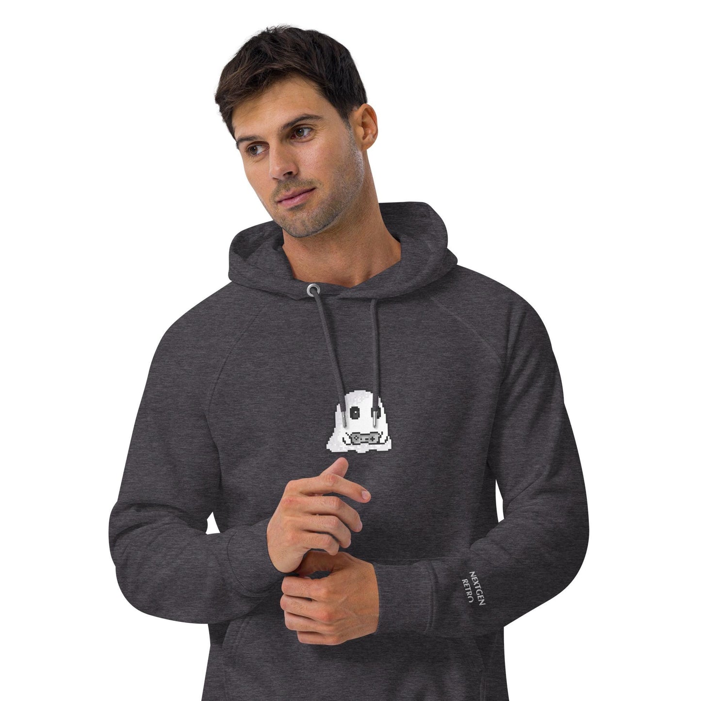 Pixel Ghost Hoodie | Video Game Spooky Season Sweater | Organic Unisex Fall Sweatshirt