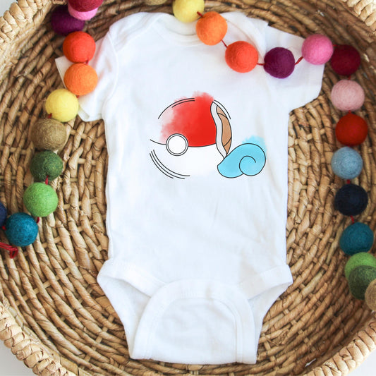 Pokeball X Squirtle Onesie | Pokemon Baby Gift Pokeball Combo Fan Design