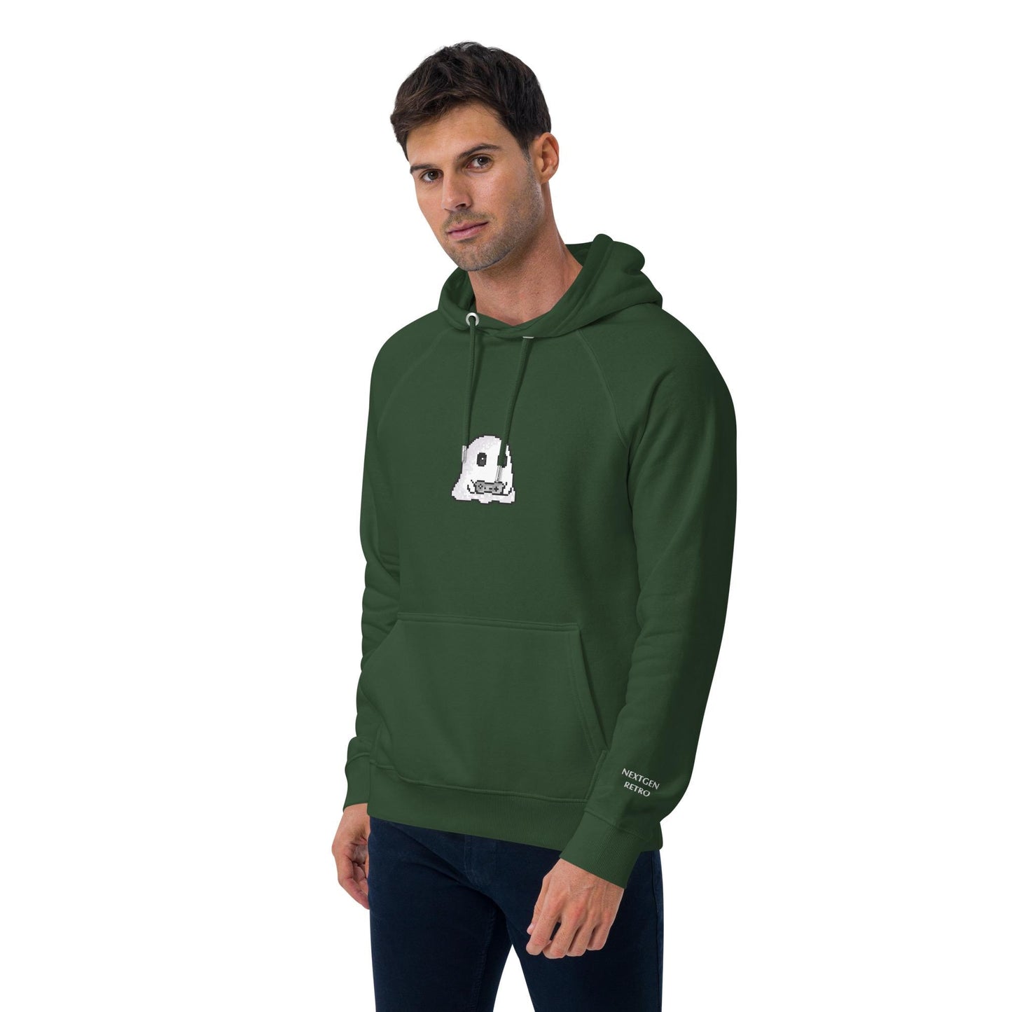 Pixel Ghost Hoodie | Video Game Spooky Season Sweater | Organic Unisex Fall Sweatshirt