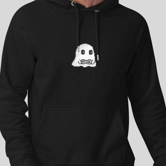 Pixel Ghost Hoodie | Video Game Spooky Season Sweater | Organic Unisex Fall Sweatshirt