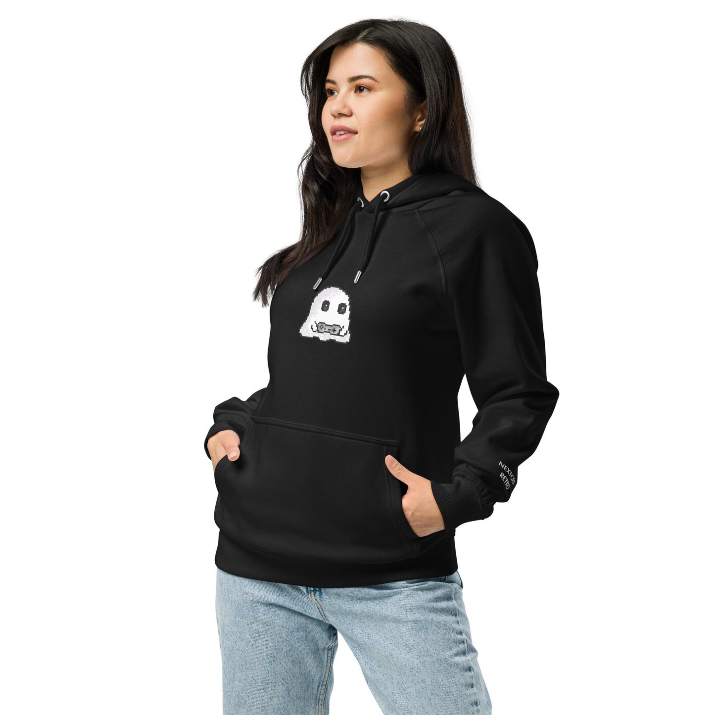 Pixel Ghost Hoodie | Video Game Spooky Season Sweater | Organic Unisex Fall Sweatshirt