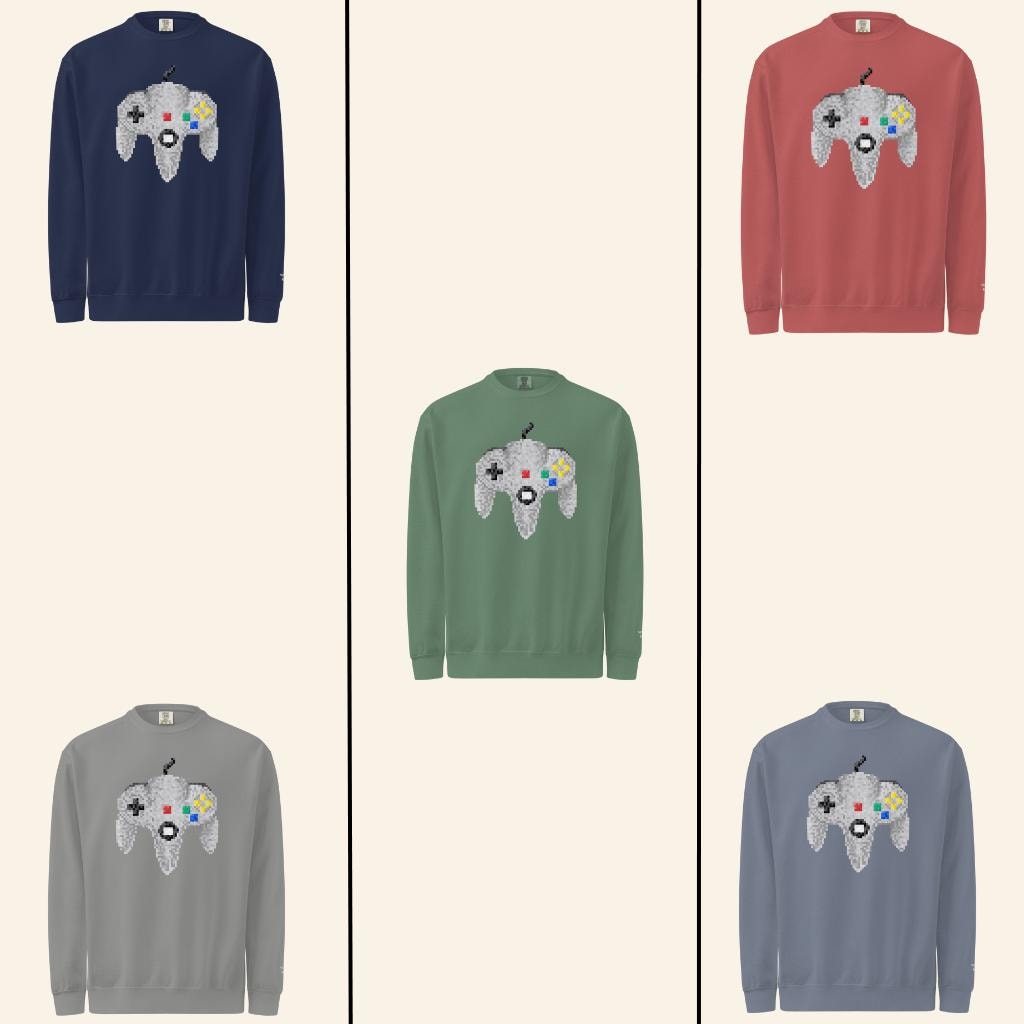 Pixel Nintendo 64 Sweater | Unisex Retro Crewneck | Video Game Gift