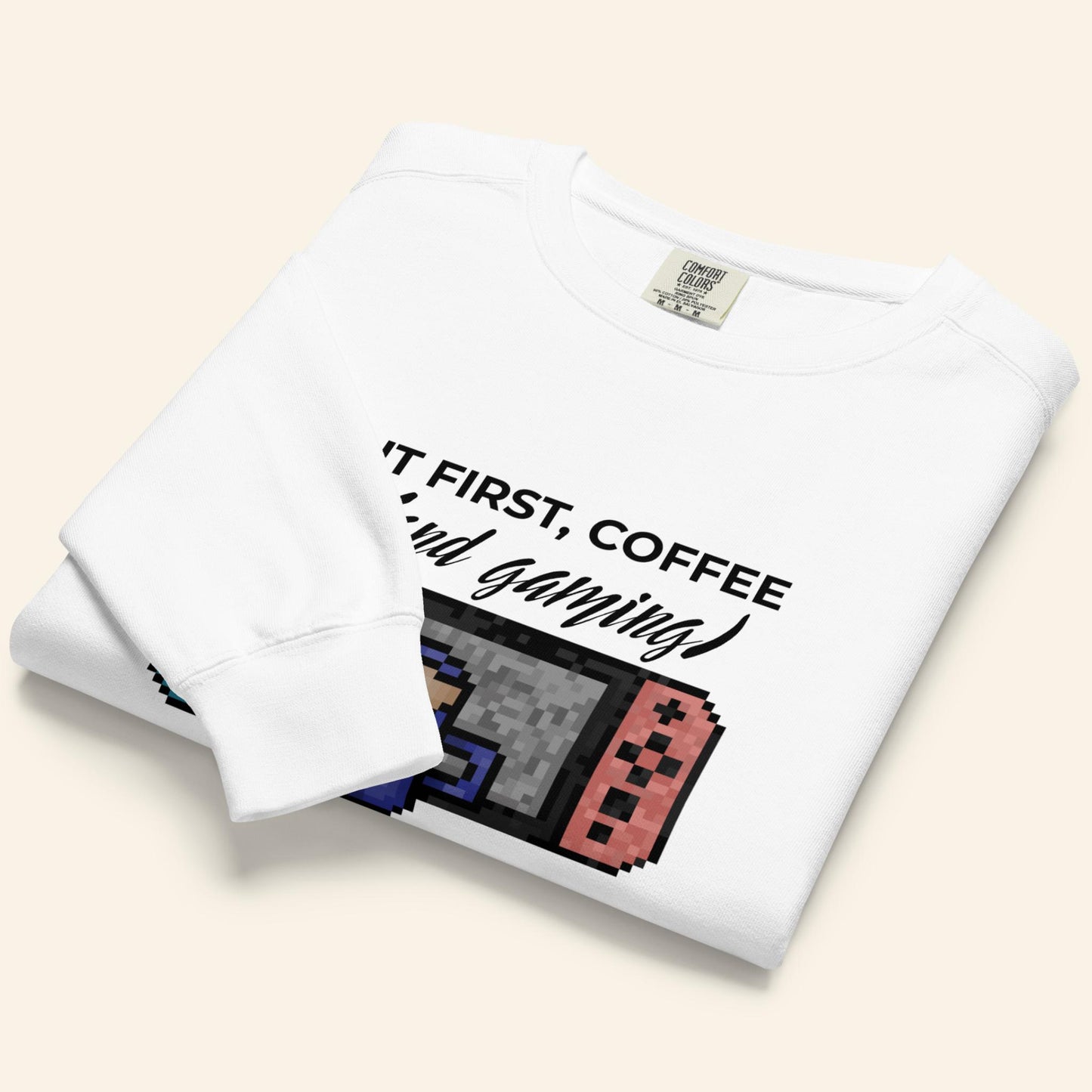 Coffee & Gaming Sweater | Pixel Video Game Gift Crewneck