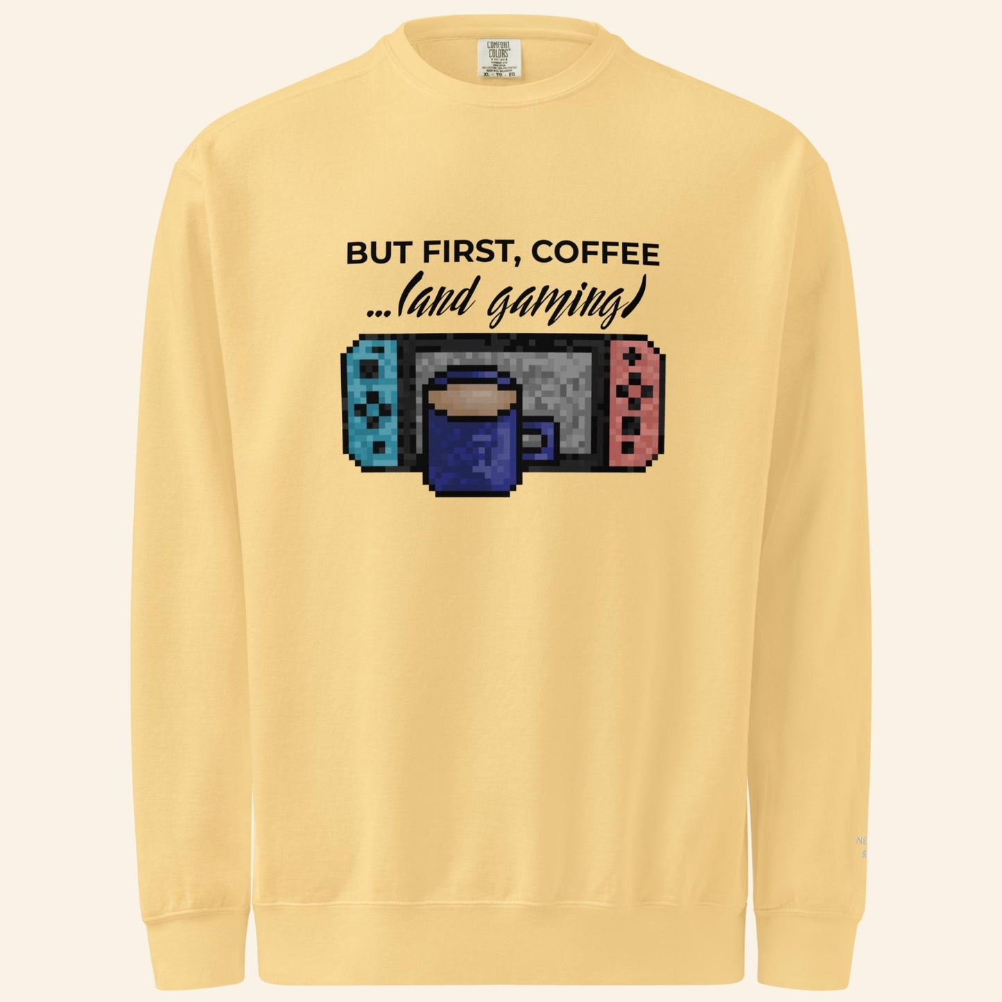 Coffee & Gaming Sweater | Pixel Video Game Gift Crewneck
