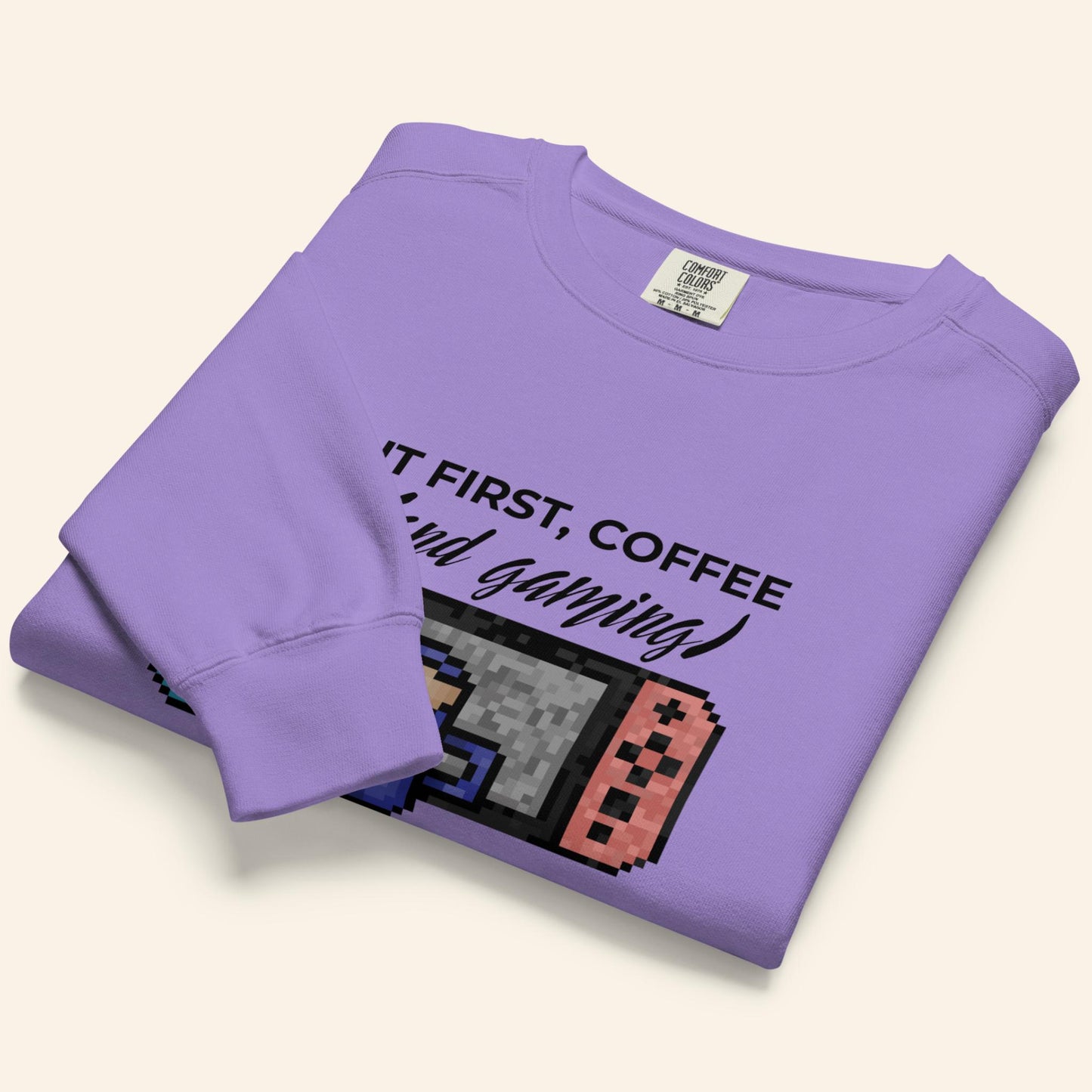 Coffee & Gaming Sweater | Pixel Video Game Gift Crewneck