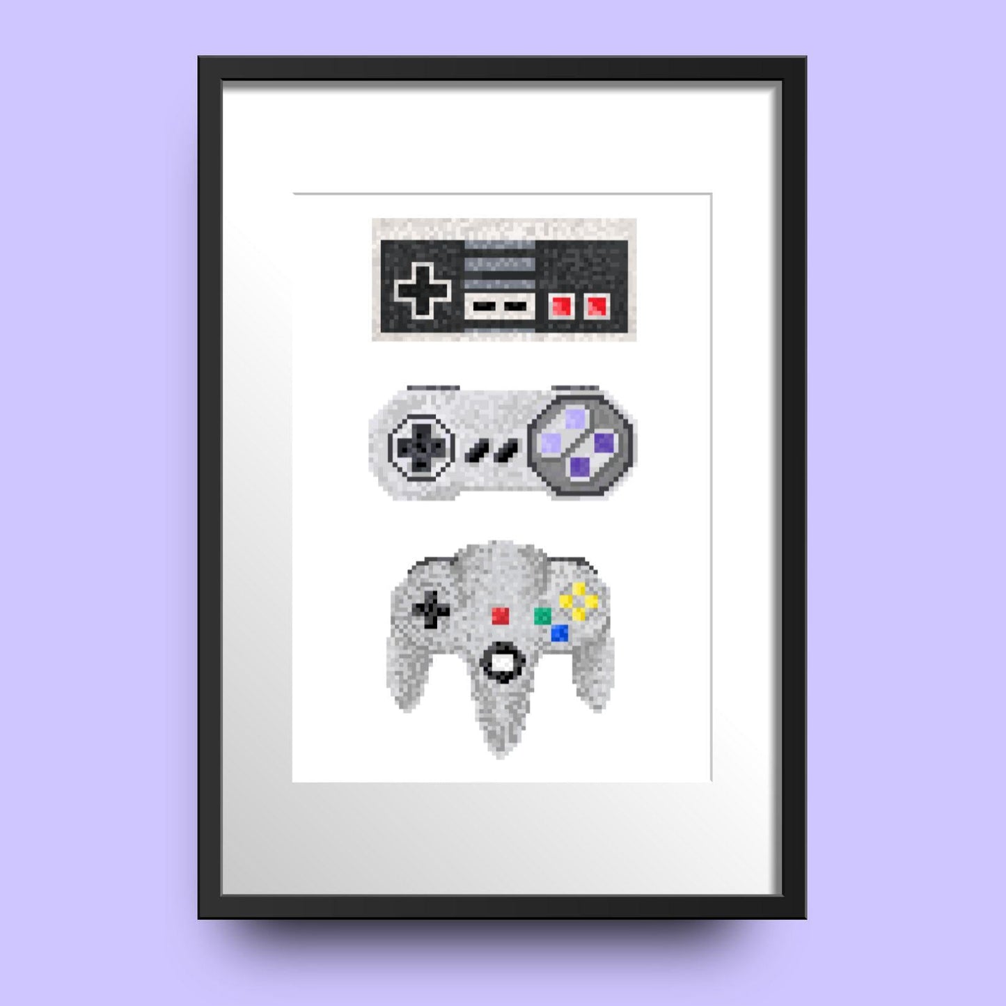 Pixel Controllers Nintendo Art Print | 12" x 18" Giclée First Edition Artwork
