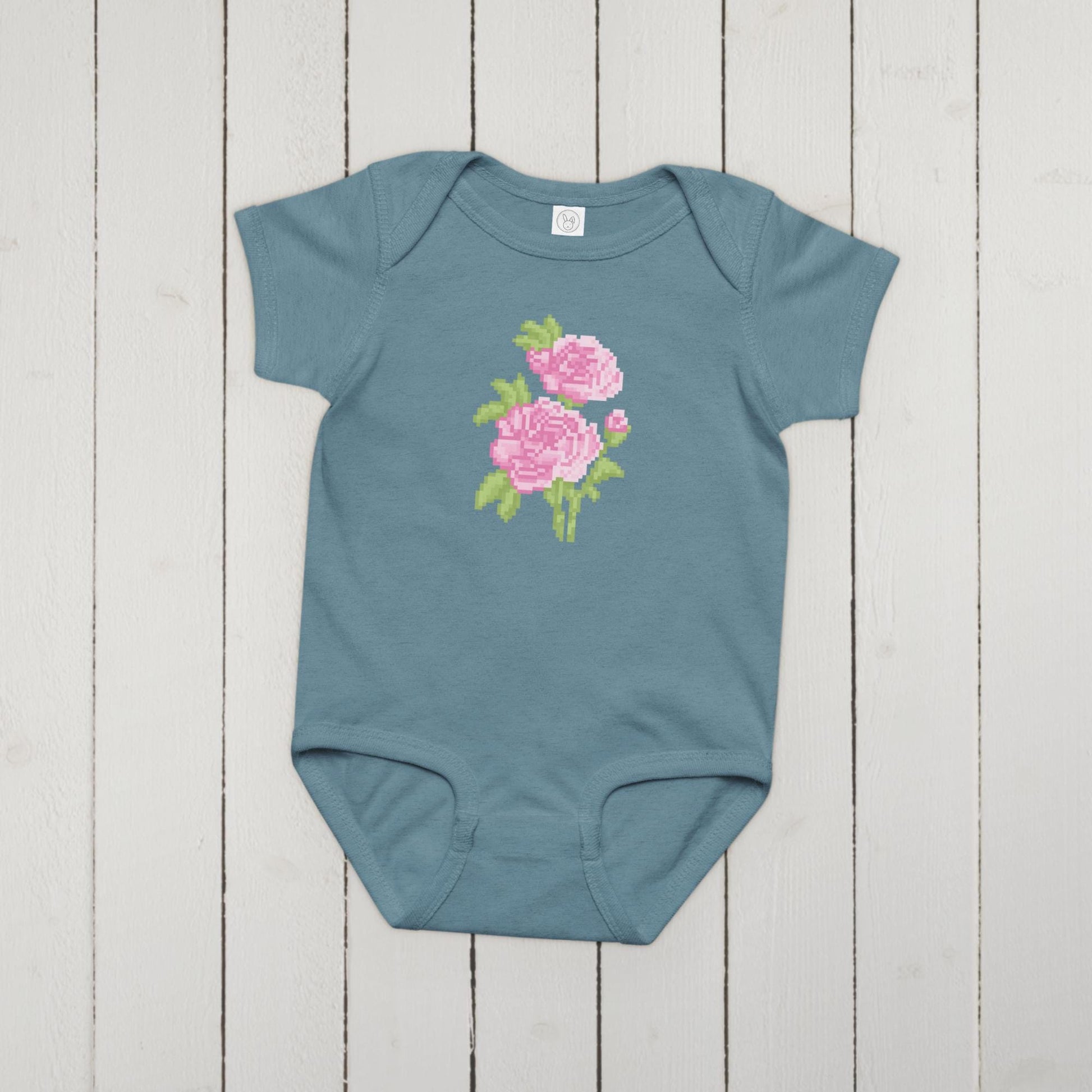 Custom Birth Flower Onesie | 12 Pixel Flower Birthday Month Bouquet Baby Bodysuit