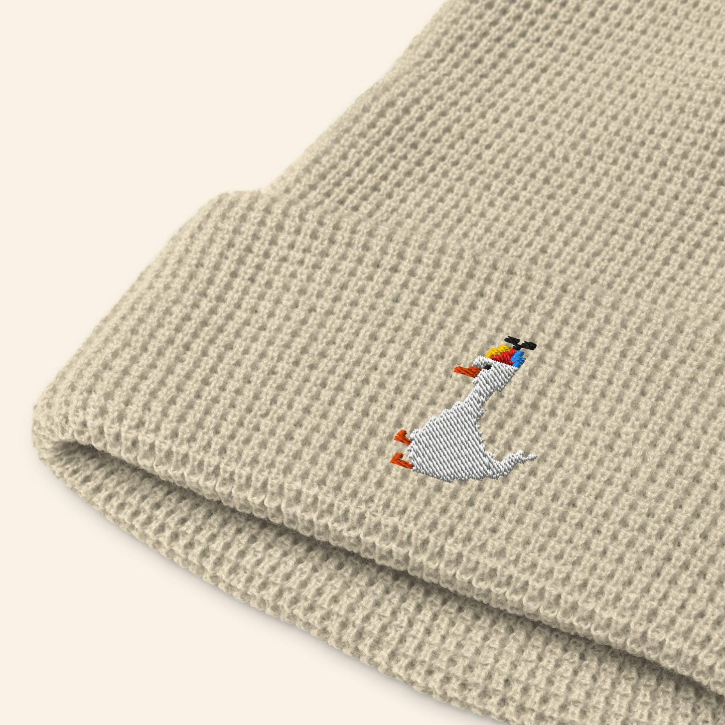 Embroidered Goose Beanie | Pixel Silly Geese Winter Hat