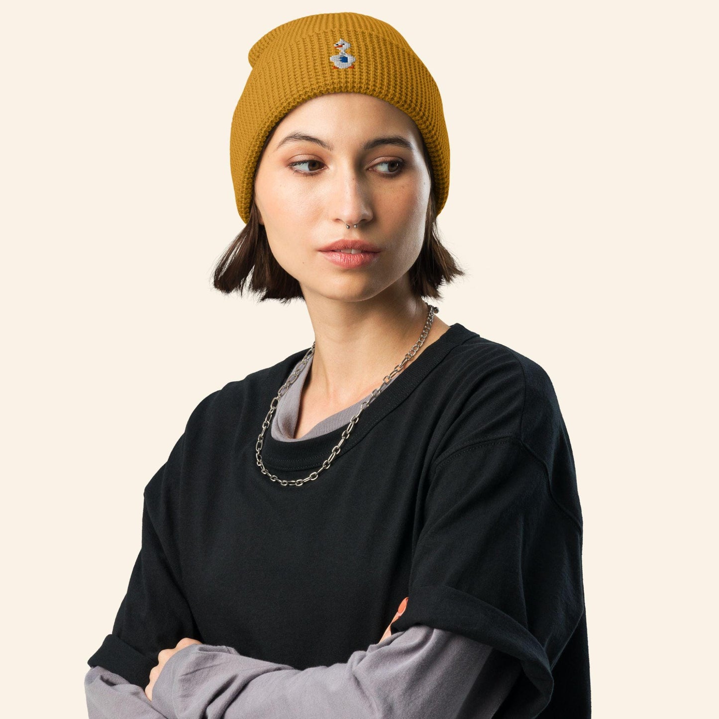 Embroidered Goose Beanie | Pixel Silly Geese Winter Hat