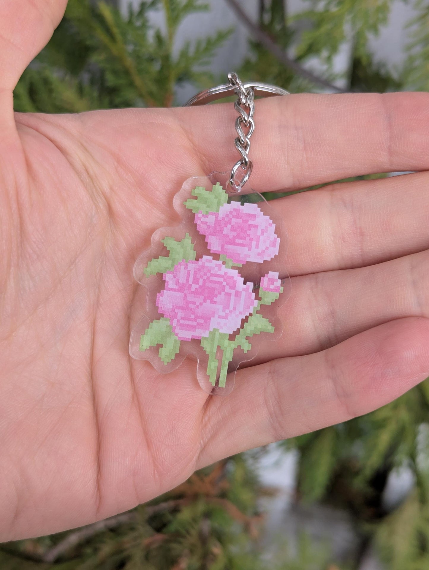 Pixel Flower Keychains | Birthday Month Floral Charm