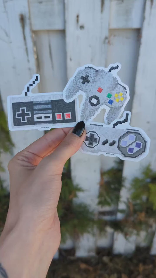 Pixel Nintendo Stickers | 8Bit 16Bit Classic Controller Decals