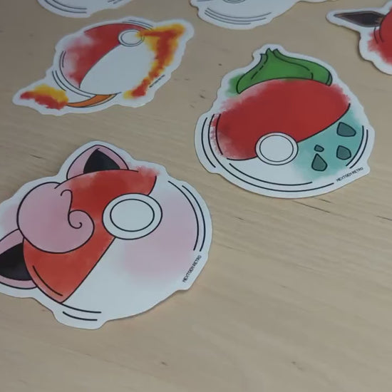 Jigglypuff Sticker | Pokeball Sticker Fan Creation | Watercolor Video Game Gift