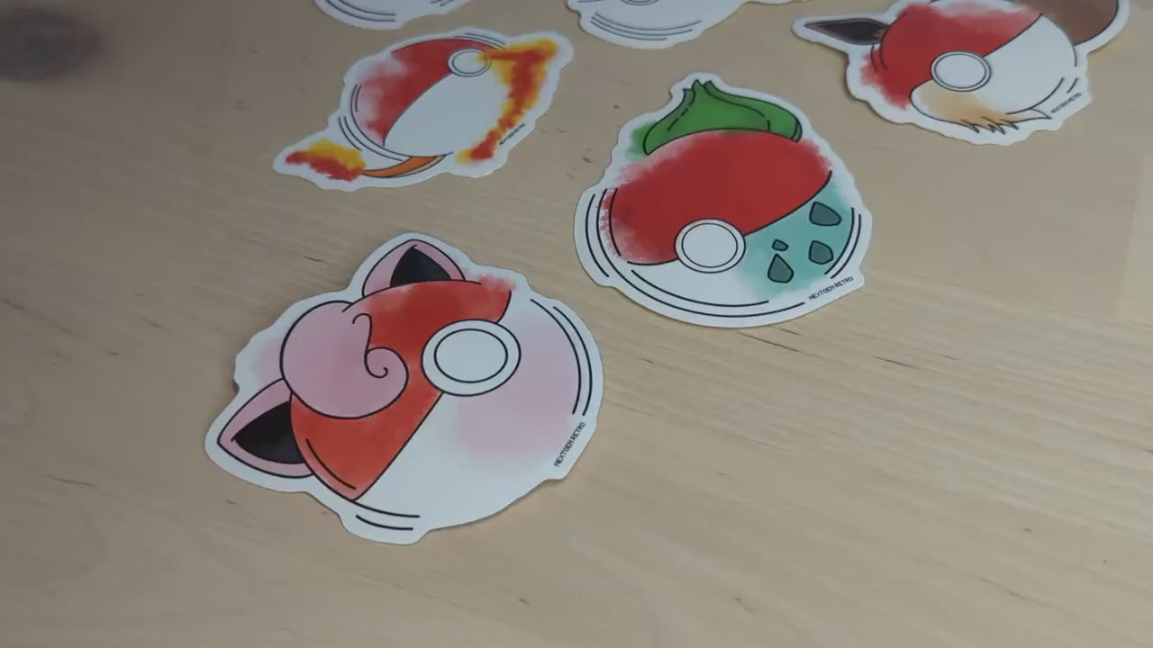 Jigglypuff Sticker | Pokeball Sticker Fan Creation | Watercolor Video Game Gift